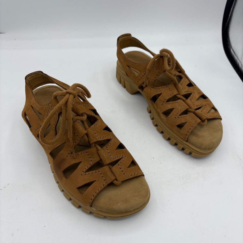 Earth Shoe Shoes Sandals Womens Size 6.5 Elm‎ Leather Fisherman Gladiator Chunky